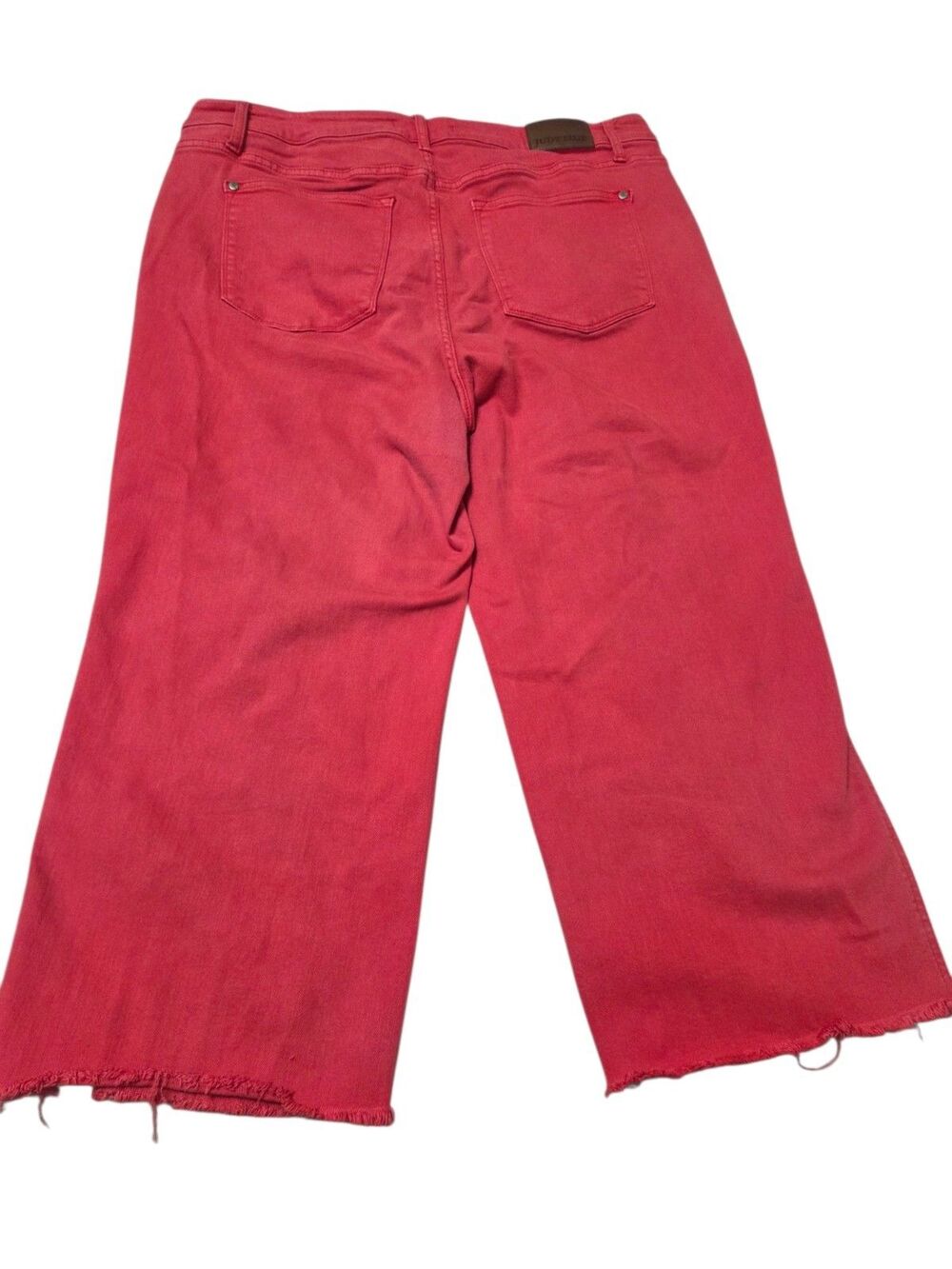 Judy Blue Wide Leg Cropped Jeans Red Garment Dyed Raw Hem High Rise 20W F14.1 - Picture 2 of 10
